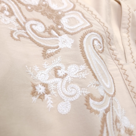 New Banana Republic Cotton Viscose Tan White Floral Embroidered Dress Sz… - Picture 9 of 14